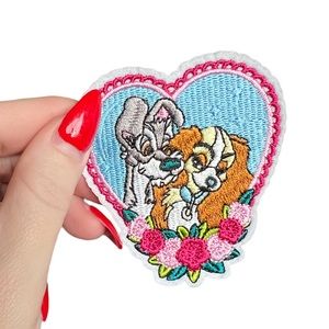 Lady and the Tramp Disney Movie Iron On Embroidered Patch Dog Lover Cute Iron-On
